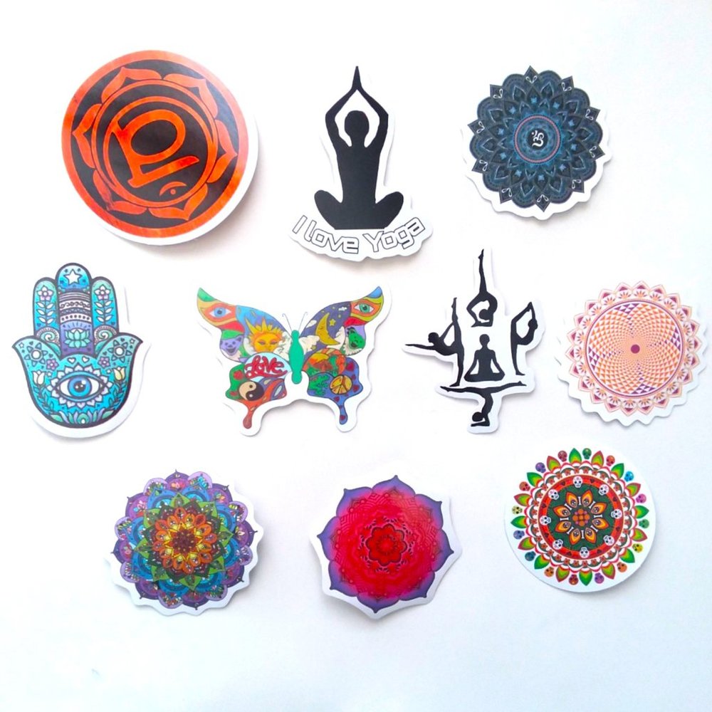 10 Yoga Mandala Stickers Lot Namaste Meditation Chakras Pilates